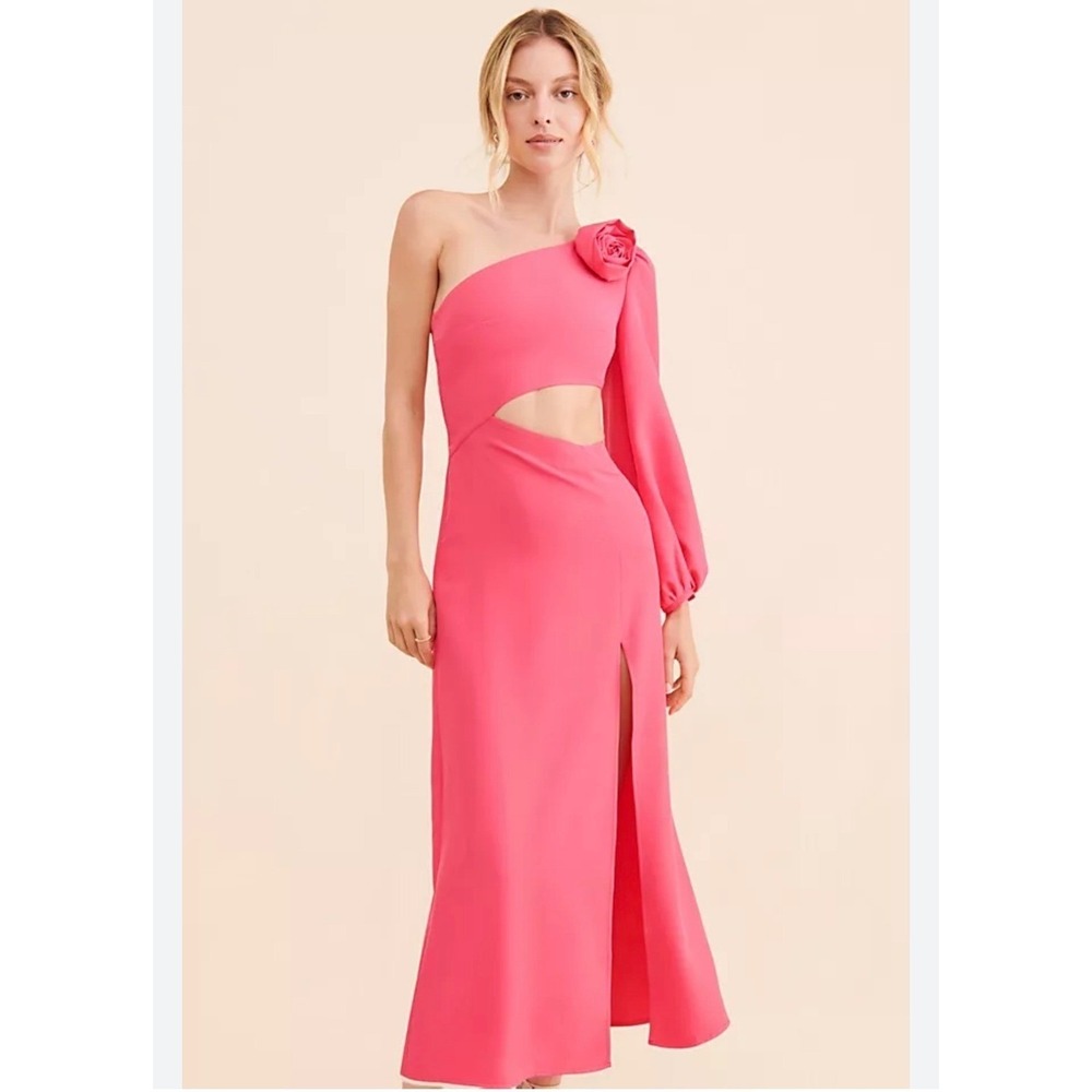Laagam Free People Pink Candela One Shoulder‎ Cutout Maxi Dress XL